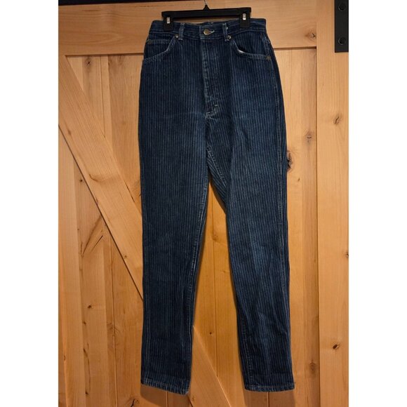 LEE Vintage Pinstripe Jeans Womens 26x31" High Rise Tapered - Picture 1 of 14